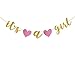 Famoby Gold Glittery It's a Girl Banner for Baby Shower Party Decorations