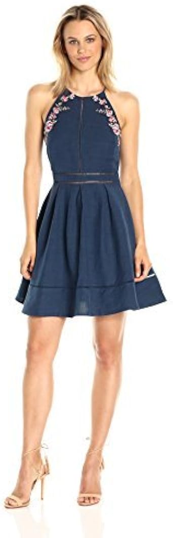 joa embroidered fit and flare dress