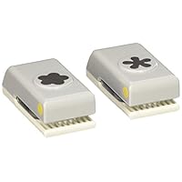 EK Success 54-10067 Tools Punch Set for Card Decorations, Punches .625-Inch, Mini, Pack of 2, Flower And Retro Flower