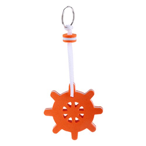Dolity 70mm Steering Wheel Shaped Floating Key Ring Key Float Kayak Canoe Boat Fishing Sailing Rowing Accessories - Orange, 7cm