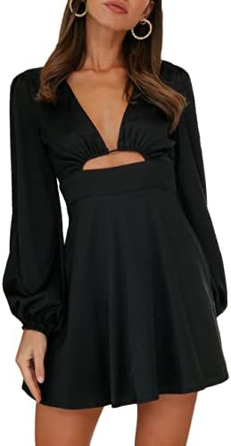black babydoll dress amazon HOCANDY Womens Strapless Mini Dress Twist Knot Front Cut Out Babydoll Dress Smocked Backless Ruffle Hem Tube Dresses Black at Amazon Women's Clothing store