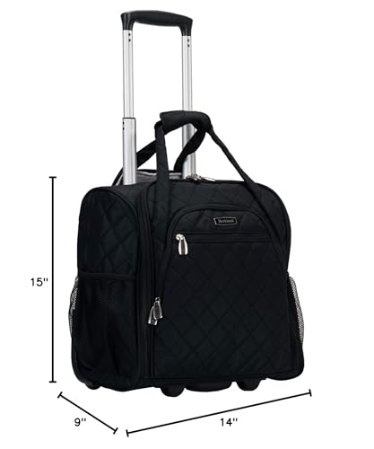 ROCKLAND MELROSE UPRIGHT WHEELED UNDERSEATER CARRY-ON LUGGAGE, BLACK, 15-INCH