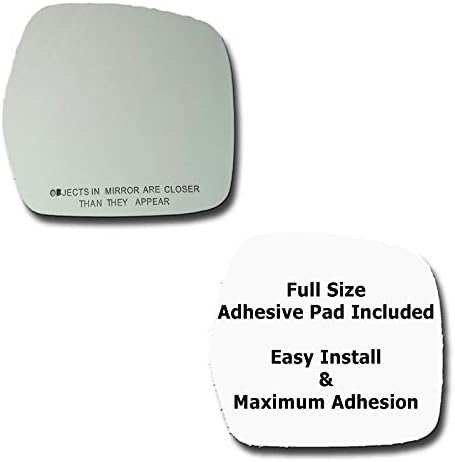 Mirror Glass + Full Size Adhesive Pad for 1998-2001 Toyota Land Cruiser Passenger Side Replacement