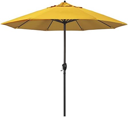 Amazon Com California Umbrella Ata908117 5457 9 Round Aluminum Market Crank Lift Auto Tilt Bronze Pole Sunbrella Sunflower Yellow Patio Umbrella Garden Outdoor