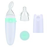 Burabi Baby Squeeze Feeding Spoon with Replacement Feeder Nipple for Toddler Infant Food Dispensing-Green