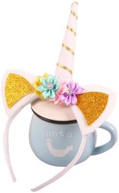 lucky7 Magical Glitter Hair Hoop Spiral Unicorn Kids Cat Ears Flower Horn Ears Flower Floral Headband Halloween Cosplay Costume Makeup Birthday Party Fancy Headdress Costume Accessories Photo Props
