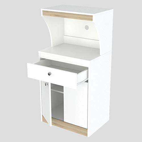 Inval Galley Kitchen/Microwave 1-Drawer/2-Door Storage Cabinet, White and Vienes Oak