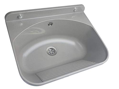 GOSPO Ausgussbecken mit Siphon, Waschbecken 46 x 36 x 20 cm, für Waschraum, Garage, Keller, Waschküche, Werkstatt… – Bild 3