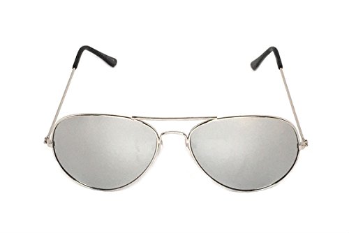 WebDeals - Clear Lens Aviator Eyeglasses Classic Retro Metal Frameâ€¦ (Silver, Silver Mirror)