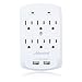 Maxxima 6 Outlet Dual USB Grounded Adaptor Plug 2.4A Port 300 Joules Surge Protector