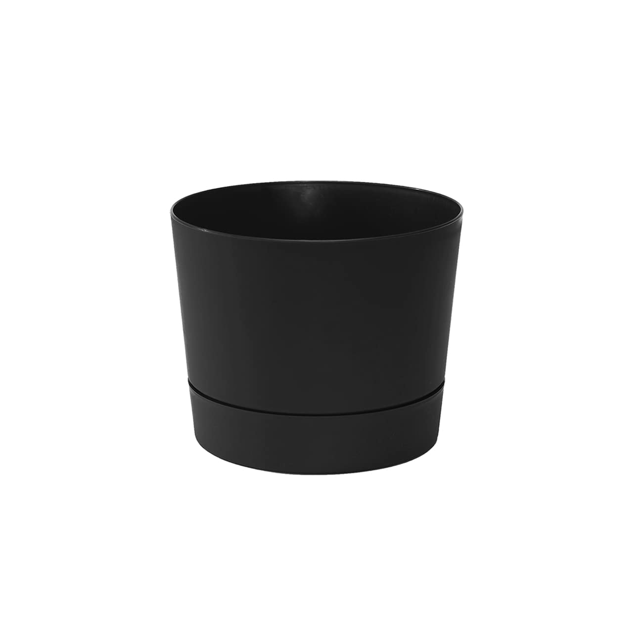 Photo 1 of Root & Vessel Majestic Mid-Century Modern Low Profile Cylinder Pot, Matte Black, 8.5"