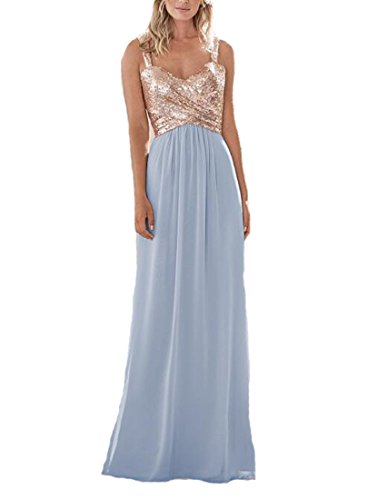 blue and rose gold dress