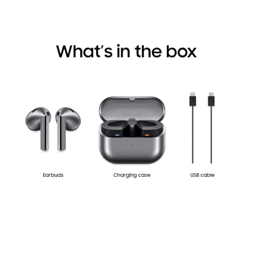 SAMSUNG GALAXY BUDS 3 AI TRUE WIRELESS BLUETOOTH EARBUDS, OPEN TYPE FIT, ACTIVE NOISE CANCELLATION, 360 AUDIO, TOUCH CONTROL, SILVER [US VERSION, AMAZON EXCLUSIVE, 2YR WARRANTY]