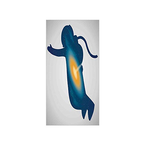 Decorative Privacy Window Film/Cosmonaut Shadow Wearing Nebula Star Spacesuit Double Exposure Image/No-Glue Self Static Cling for Home Bedroom Bathroom Kitchen Office Decor Blue Yellow