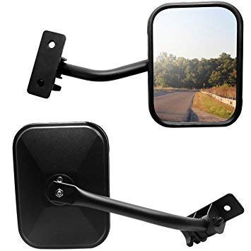AutoMotor A Pair 7 INCH Rectangular Off Road Barricade Adventure Mirrors, doorless Off Side Rear View Mirror for 2007-2017 Jeep Wrangler JK JKU TJ Door Off Mirrors doorless Mirrors Black Accessories