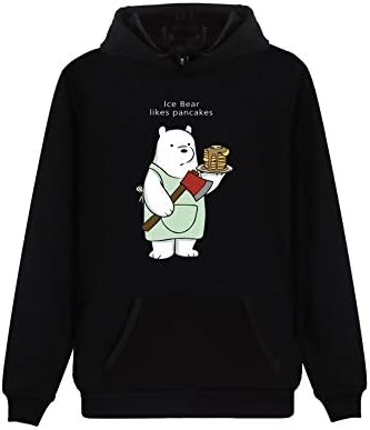 We Bare Bears Casual Suitable for Men and Women Crew Neck Short Sleeve Printed Hooded Sweatshirt