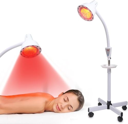 LBOYLOVE® Infrared Light Therapy 275W Red Near Infrared Heat Lamp for Body or Pain Therapy Device, Adjustable Red Light Standing Lamp Set with Timer and Adjustable Height Stand