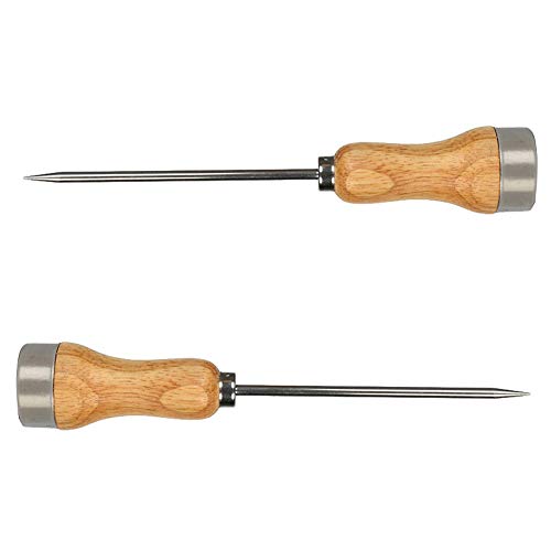 MOTZU 2 Pieces Ice Picks Stainless Steel with Wooden Handle for Kitchen Restaurant Bar Home