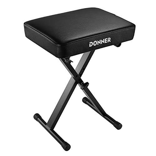 Donner höhenverstellbare Keyboardbank X-Förmig Klavierhocker Klavierstuhl 6cm, Schwarz