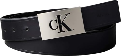 Cinturón Hombre Mono Plaque de piel, Negro (Black/Pewter), 125 cm