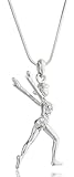 Silvertone with Clear Stones Landing Gymnast 16 Inch Snake Franco Necklace (B-2380)