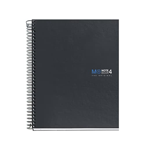 Miquelrius - Carnet de notes A5 (148 x 210 mm), 4 Colour Stripes, 160 Feuilles quadrillées 5 mm, Papier extra-opaque 70 g/m², 2 Trous de perforation, Couverture rigide, Couleur graphite