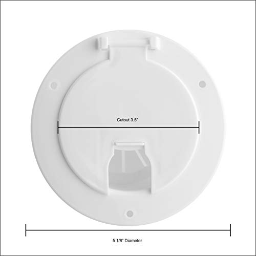 Halotronics RV 5-inch Round Electric Cable Hatch for 30 and 50 Amp Cords (White)