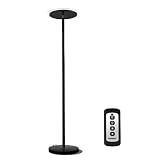 Tenergy Torchiere Dimmable LED Floor Lamp, Remote Controlled 30W (150W Equivalent) Standing Lamp with Stepless Touch Dimmer, 90&deg; Adjustable Top, Wall Switch Smart Outlet Compatible, Warm White Light