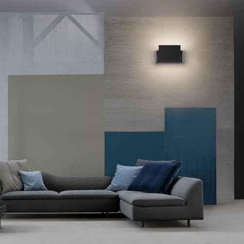 Klighten LED Wall Light Outdoor Indoor 24 W IP65, Adjustable Wall Lamp Modern Aluminium Wall Lamps for Hallway Balconies Gardens, 1500 Lumens, Black, Natural White 4000 K