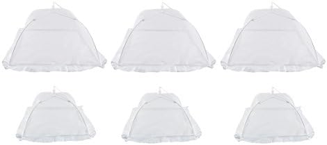 Set of 6 Mesh Food Cover Pop up Umbrella Tents. Screen Covers that Keep Out Large and Small Bugs. Perfect for Outdoors,BBQ,Camping,Picnics,Comes with Store and Carry Bag. Recipe E-book Included