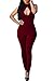 HOTAPEI Women Sexy Hole Busty Turtleneck Sleeveless Jumpsuit Playsuit Medium Red