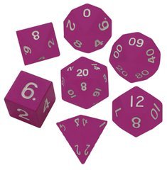 Metal Dice: 16mm Painted Polyhedral Dice Set of 7 - Pink