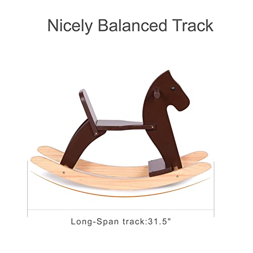 KRAND Wooden Rocking Horse Baby Ride On Toy for Toddlers Solid Wood