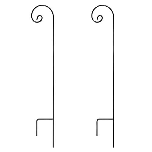 Ashman Black Shepherd Curled Hook 92 Inch, 15MM Thick, Super Strong, Rust Resistant Steel Hook Ideal for Hanging Heavy Plant Baskets, Bird Feeders, Solar Lights, Lanterns, Flower Pots (Pack of 2)