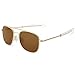 WELUK Men's Pilot Aviator Sunglasses Polarized 55mm Military Style with Bayonet Temples (Gold/Brown, 55)