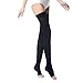 PPXGOGO Thigh High Compression Socks, Firm Support 20-30 mmHg Gradient Compression Stockings with Silicone Band. Treatment for Running, Edema, Varicose Veins, Pregnancy, Nursing.(Black-Open,M)