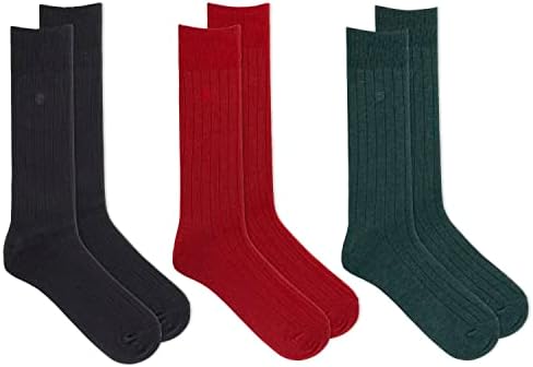 polo ralph lauren men's 3-pk. soft touch rib dress socks Polo Ralph Lauren Mens 3 Pack Soft Touch Ribbed Heel Toe, 10-13, Multi-color