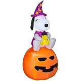 Halloween Airblown Inflatable Snoopy as Wizard with Woodstock on Pumpkin 5FT Tall by Gemmy Industries
