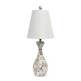 Elegant Designs LT1002-SHL Coastal Mother of Pearl Mosaic Capiz Table Lamp