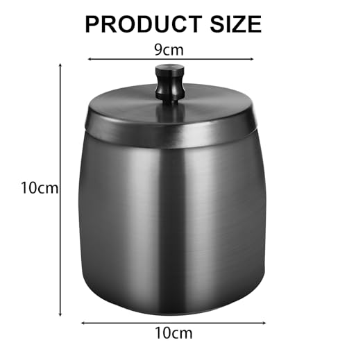 Outdoor Ashtray with Lid, Stainless Steel Ashtray for Outdoors (Black)