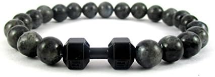 Streetsoul Plated Dark Grey Dumbbell Bead Bracelet Stylish Leather Wrist Band For Men.