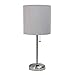 Limelights LT2024-GRY Brushed Steel Lamp with Charging Outlet and Fabric Shade, Grey primary