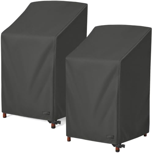 NettyPro Stackable Patio Chair Covers 2 Pack Waterproof Outdoor Patio Furniture Stacking Chair Cover, Fits for 4-6 Stack Dining High Back Chairs, 26"W x 35"D x 45"H, Black - Used condition - CA$49.73