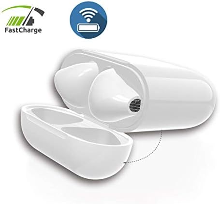 Newly Upgraded & Improved Version (September 2019) Air Pods Charging Case Replacement with Bluetooth Button, AirPod Charger with Wireless Function, Air Pods not Included, White Color