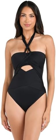 La Blanca Women's Island Goddess Cross Front Keyhole One Piece
