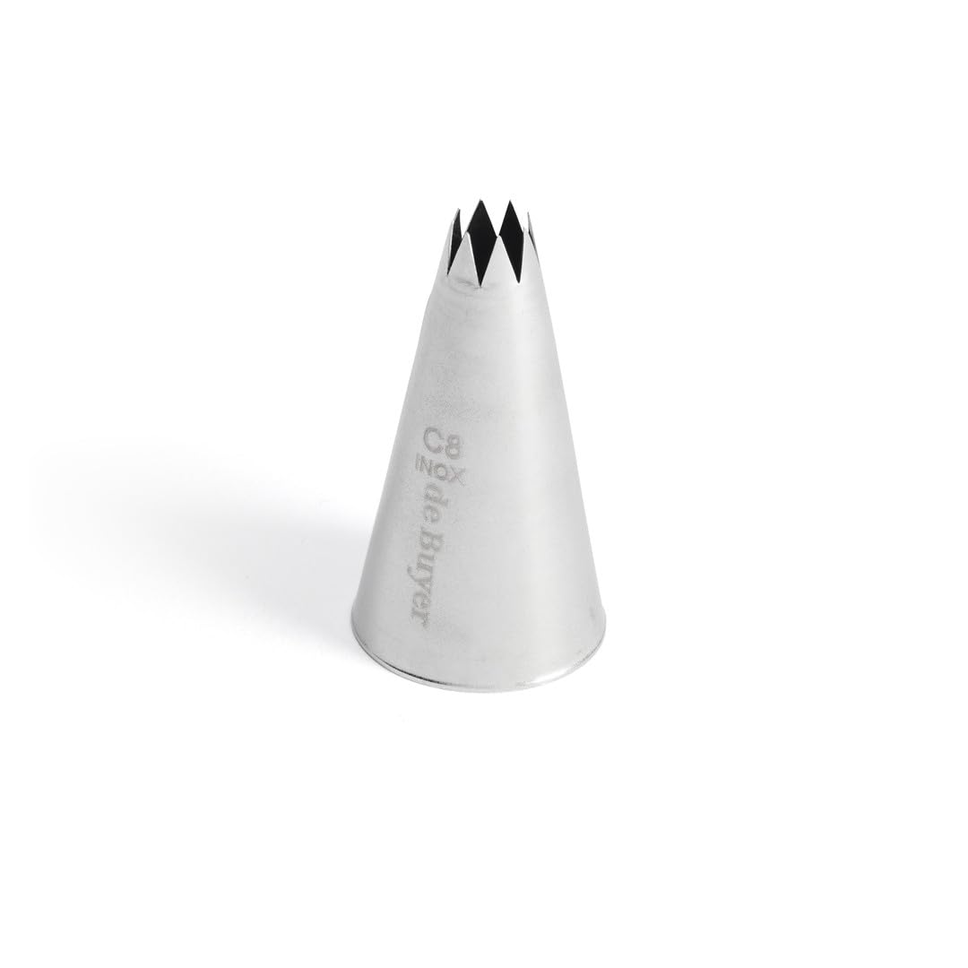 De Buyer 2112.13N Fluted Piping Nozzle C8 with 8 Teeth seamless stainless steel, 18 cm