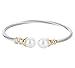 3MM Cable Wire Bracelet Stainless Steel Created-pearl CZ Twisted Cuff Bangle for Women