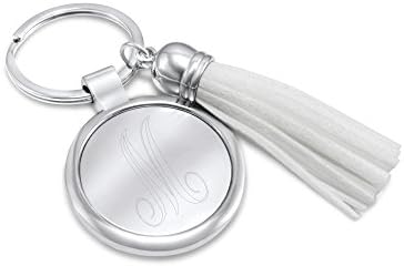 Personalized Key Chain Stainless Steel White Tassel - Customize it! (M)