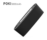 Lepow POKI Series Slim 5000mAh Portable External Battery Charger Power Bank Fast Charging Touch Sensor for iPhone, iPad and Samsung Galaxy and More - Matte Black