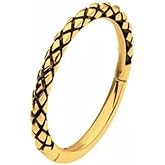 Pierced Owl 16GA 316L Stainless Steel Snake Skin Pattern Hinged Segment Ring